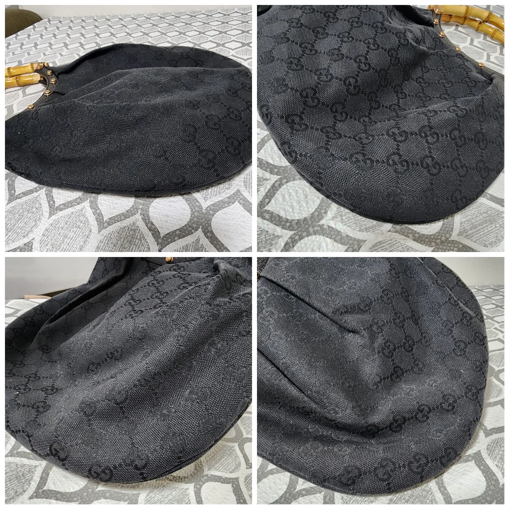 GUCCI Vintage Jackie Hobo Denim Bag Black